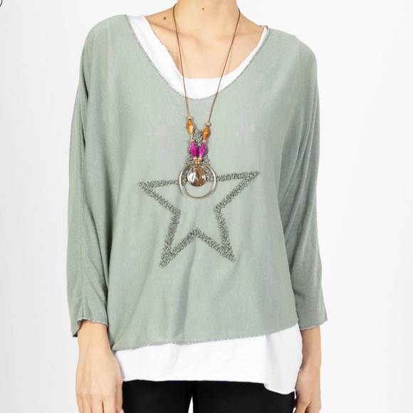 Fabulous Made In Italy Knit Soft Top With Star - Picture 1 of 1